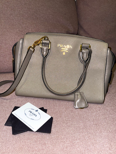 Prada saffiano leather grey - prada,