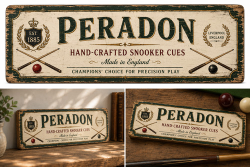 Snooker cue vintage style sign