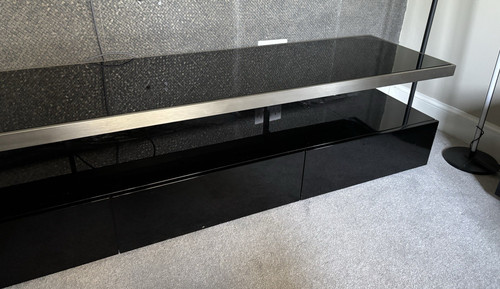 Black gloss stand glass top - black,