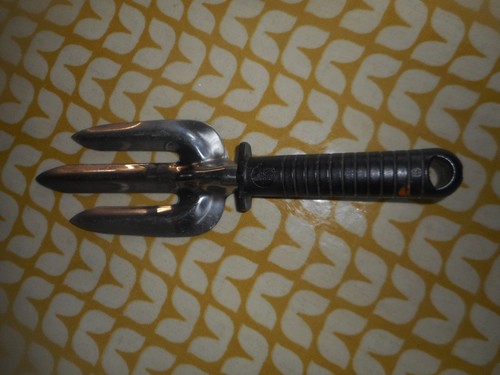 Old garden hand fork rubber - garden, fork,