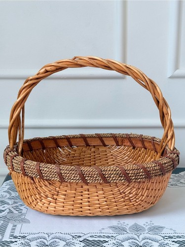 Vintage handwoven oval willow - vintage,