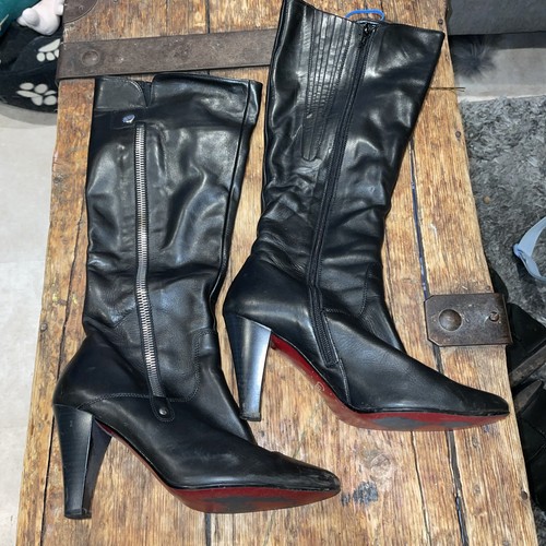 Gabor black leather knee high - leather,