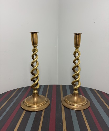 Pair vintage brass - brass, barley