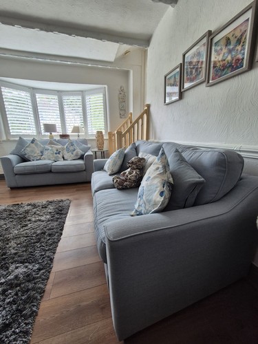 Light blue fabric seater - blue,