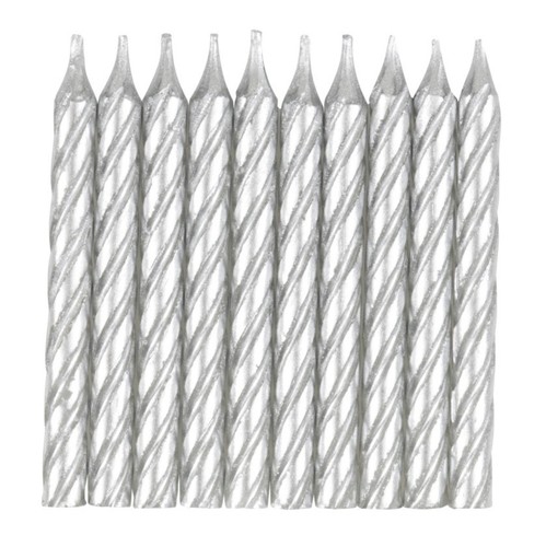 Silver spiral birthday candles - silver,
