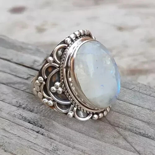 Rainbow moonstone ring 925 - moonstone,