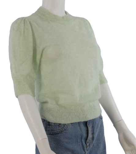 Mint green jumper puff sleeve - green,