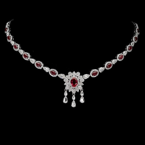 Silver necklace ruby - ruby, genuine