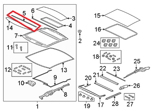 Front gasket sunroof jaguar - front,