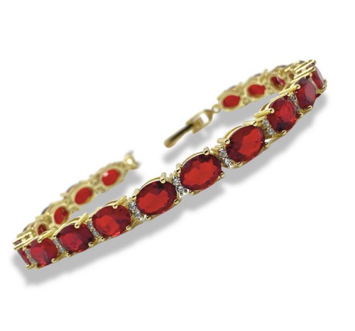 Yellow gold finish - red, ruby