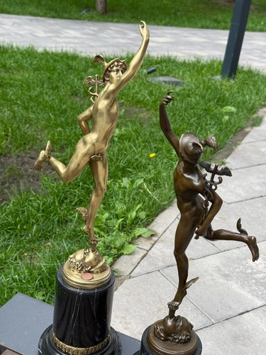 Bronze sculpture hermes winged - sculpture,