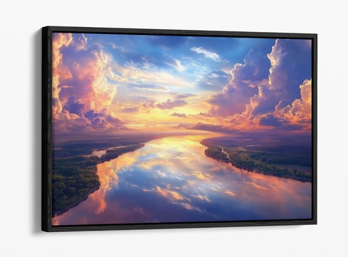 Pastel pink river landscape - river,