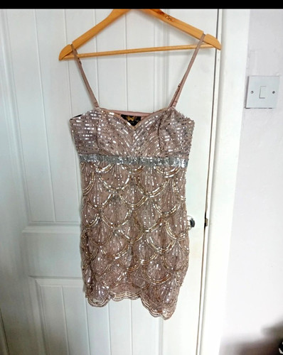 Lipsy vip taupe sequin beaded - vip,
