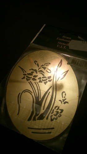Floral brass embossing stencil - brass,