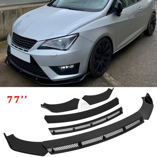 Glossy black front bumper lip - black,