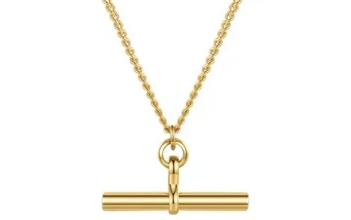 Gold bar necklace - t-bar, 18k