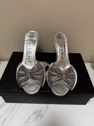 Gina silver crystal bow shoes
