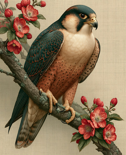 Peregrine falcon red - peregrine, on