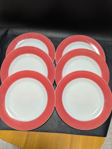 Vintage pyrex red rim plates - vintage,