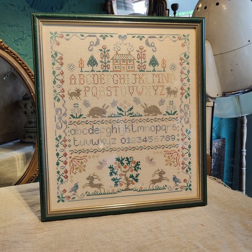 Vintage antique sampler framed - vintage,
