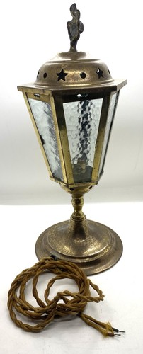 Vintage brass glass lantern - vintage,