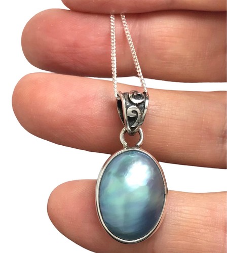 Blue mabe pearl pendant