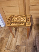 Vintage Italian Sorrento Inlaid Marquetry Wooden  Side Table Sewing Box