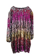 Women Plus Size Boohoo  Sequins Ombre Blouson Shift Dress Party Wedding UK 22