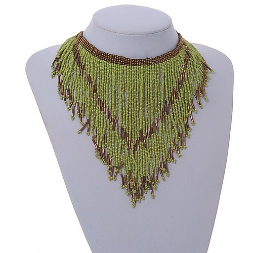 Statement glass bead bib - glass,