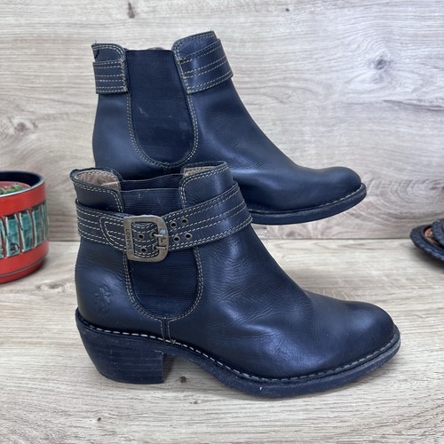 Fly london black leather ankle - london,
