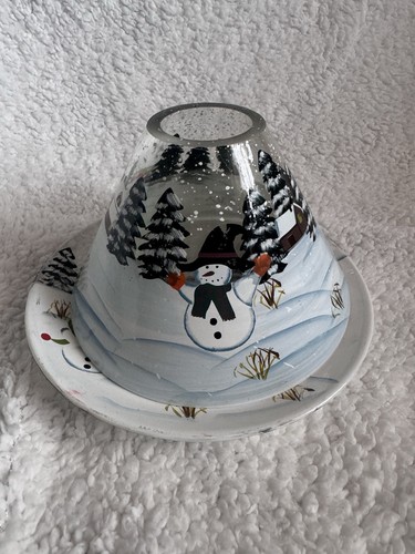 Yankee candle glass snowman - glass,