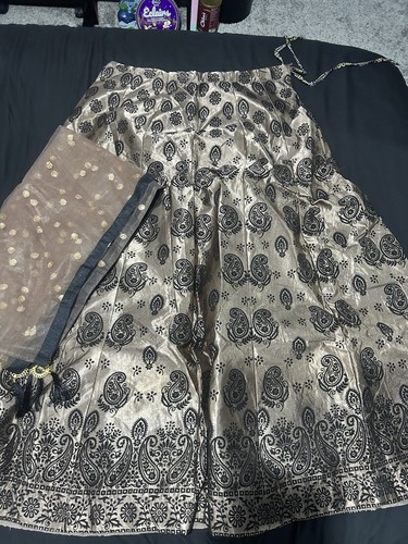 Champagne beige black lehnga - champagne,