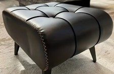 Foot Stool Faux Leather Black