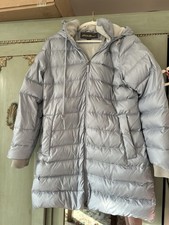 Eddie Bauer Jacket Womens L Grey Down Feathers Puffer Coat Long Length