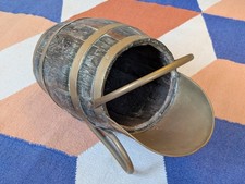 Rum Barrel Brass Coal Scuttle - antique, vintage