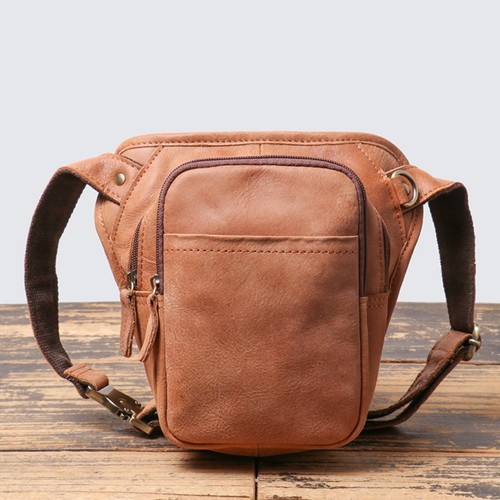 Men leather waist bag small - waist,