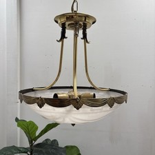 Art Deco Design Vintage Etched Shade Bronze Ceiling Light Fixture