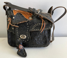 Mexican vtg leather saddle - vtg,