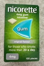 Nicorette Original Flavour Gum 4mg -105 Pieces Stop Smoking Expiry 2026/2027