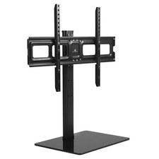 TV Cabinet Stand Base 32"-75" Rotating Adjustable Height Mount Bracket Glass HQ