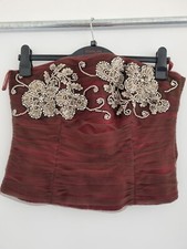 MONSOON Vintage UK 14 Bustier, Skirt and wrap Burgundy Wedding Excellent