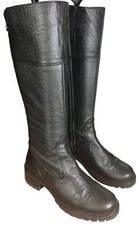 Ted & Muffy Boots Soft Black Portuguese Leather Military Style Knee High Uk 5 E