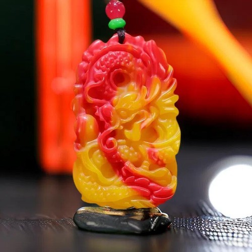 Red yellow real jade dragon - red,