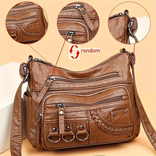 Vintage leather crossbody - pu,