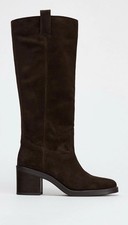 Zara Suede Brown Block Heel