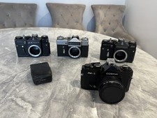 Vintage Camera bundle, 3 Zenit Models, a Cosina & a Retro Light Meter Flash.