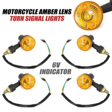 4 NEW MOTORCYCLE INDICATORS 6V LED TURN SIGNAL LIGHT BLINKER  AMBER LENS 6 VOLTS