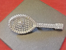TENNIS RACQUET Silver Tone Chrome Plated Brooch