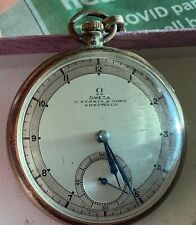 Vintage Antique Omega 15 Jewel Wind Up Pocket Watch 1936 Gold Plaque 10ys8247303