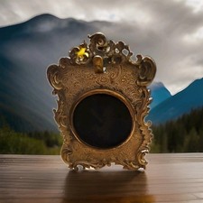 ANTIQUE POCKET WATCH HOLDER *FRENCH EASEL BACK* GILT BRASS c.1880